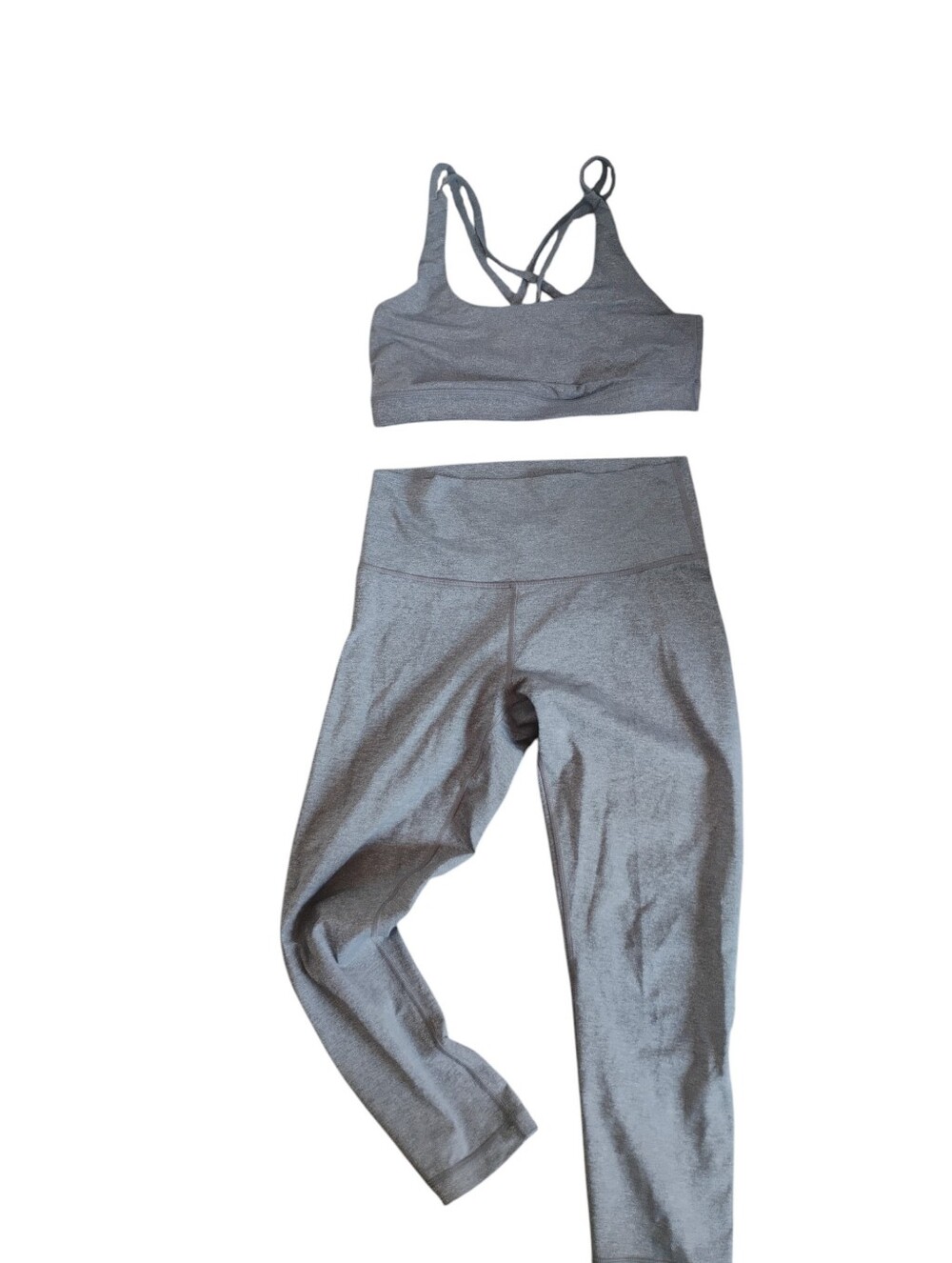 Lululemon Energy Bra In Heathered Slate Gray Size 8 + Matching Capris Size 8